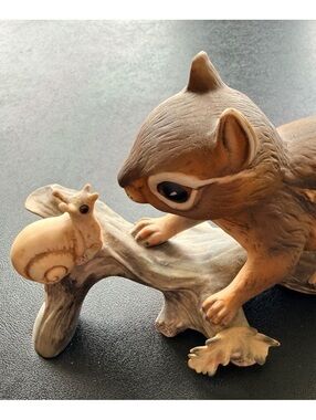 Vintage Masterpiece by Homco Chipmunk & Snail Porcelain Figurine 1980 Woodland
